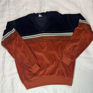 Vintage Le Tigre Velour Sweatshirt | 80s Striped Pullover | Made in USA | L